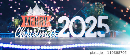 New Year 2025 - Celebration - Abstract Defocused Lights. Beautiful Panoramic web banner New Year 2025 - Celebration - Abstract Defocused Lights. Beautiful Panoramic web banner 119868705