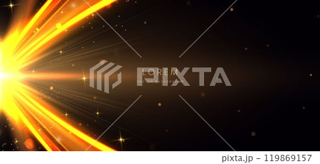 Abstract glowing gold lighting ray on dark  background with lighting effect and sparkle with copy space for text. Abstract glowing gold lighting ray on dark  background with lighting effect and sparkle with copy space for text. 119869157