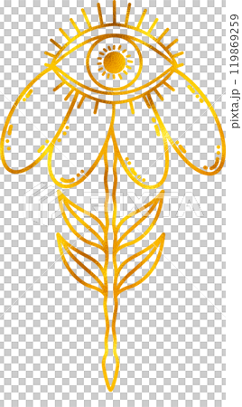 Flower with all seeing eye with golden foil effect. 119869259
