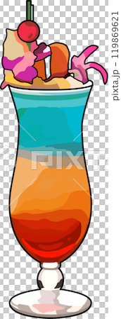 飲物、カクテル003、アニメ風のイラスト、背景透明 119869621