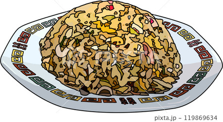 料理チャーハン、アニメ風のイラスト、背景透明 料理チャーハン、アニメ風のイラスト、背景透明 119869634