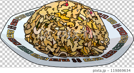 料理チャーハン、アニメ風のイラスト、背景透明 料理チャーハン、アニメ風のイラスト、背景透明 119869634