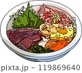 料理海鮮丼、アニメ風のイラスト、背景透明 119869640