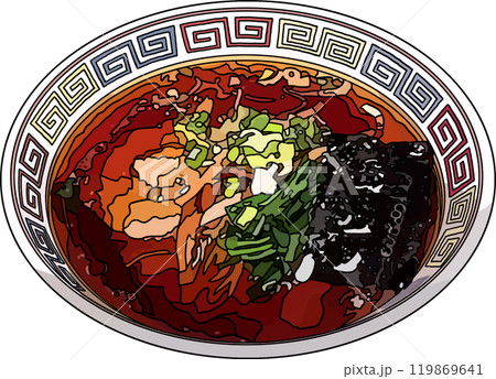 料理ラーメン、アニメ風のイラスト、背景透明 119869641