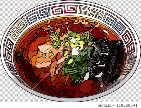 料理ラーメン、アニメ風のイラスト、背景透明 119869641