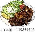 料理生姜焼き、アニメ風のイラスト、背景透明 119869642