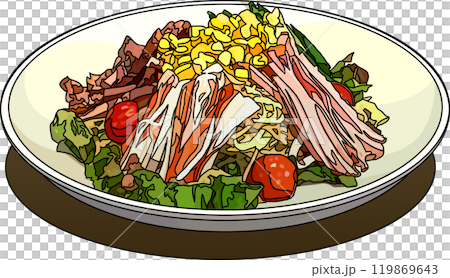 烹飪 hiyashi chuka,動畫風格插畫,透明背景 烹飪 hiyashi chuka,動畫風格插畫,透明背景 119869643