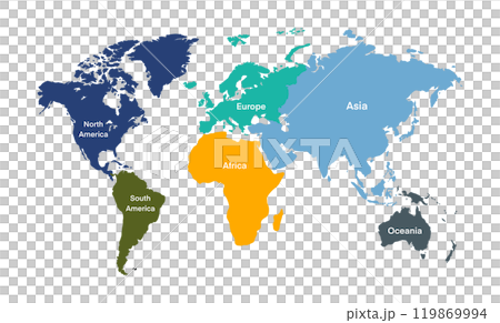 world map illustrating the continents with clear labels for North America, South America, Europe, Africa, Asia, and Oceania, educational and visually engaging map is ideal for geography lessons 119869994