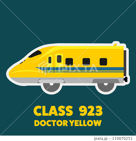 おもちゃ風923形ドクターイエローの背景付きイラスト 119870251