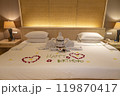 5つ星ホテルのベッドメイキング・タオルアートHappy Birthday ① 119870417