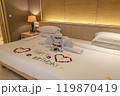 5つ星ホテルのベッドメイキング・タオルアートHappy Birthday ③ 119870419