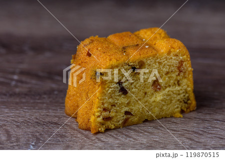 Panettone with candied fruits, traditional Christmas bread. Panettone with candied fruits, traditional Christmas bread. 119870515