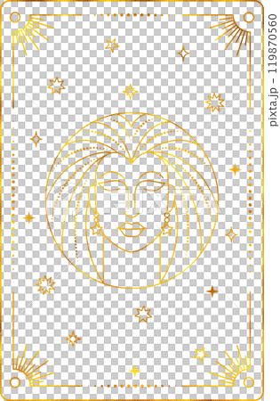 Tarot card with virgo zodiac style. Simple line art style. 119870560