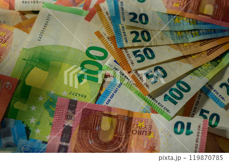 Finance background of different euro bills. European money Finance background of different euro bills. European money 119870785