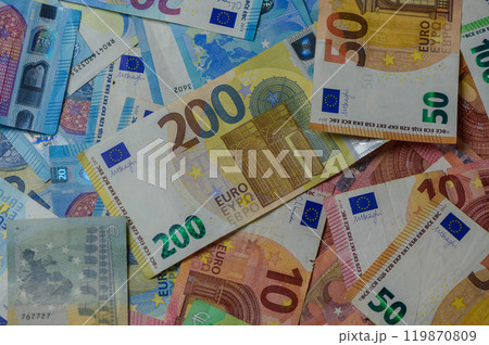 euro banknote set cash money - EU currency 3 euro banknote set cash money - EU currency 3 119870809