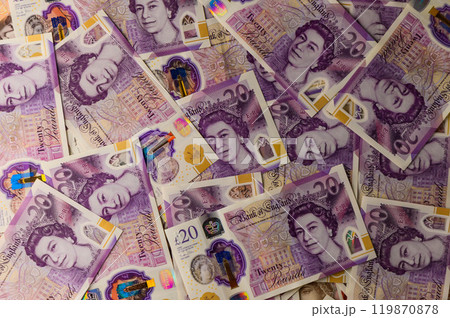 20 pound sterling bank notes closeup view business background 1 20 pound sterling bank notes closeup view business background 1 119870878