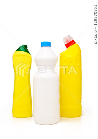 Set of tools for cleaning and disinfection isolated on white. 119870951