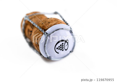 Wine cork on white background. Wine stopper texture 119870955