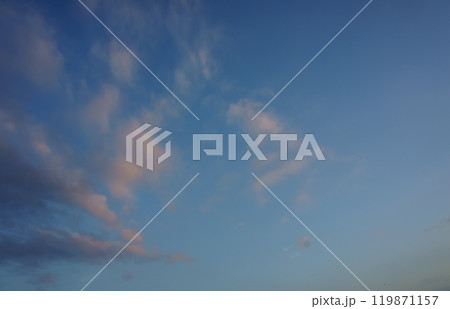 Tranquil evening sky with soft clouds painting a serene backdrop as the day transitions to night Tranquil evening sky with soft clouds painting a serene backdrop as the day transitions to night 119871157