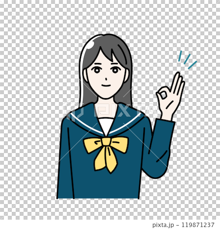 OKポーズをする制服を着た学生のイラスト 119871237