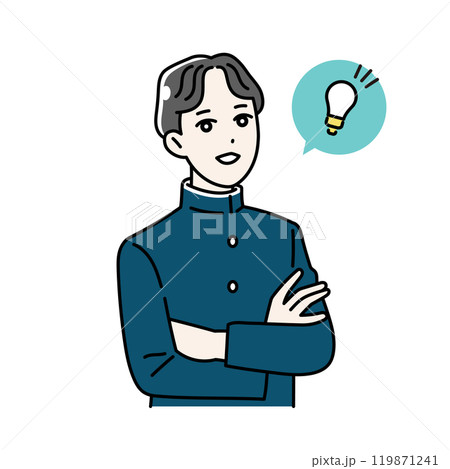 ひらめいた制服を着た学生のイラスト 119871241