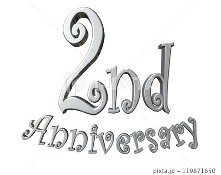 3DCG文字「2nd Anniversary/2周年」シルバー,銀 119871650