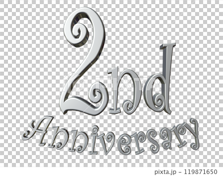 3DCG文字「2nd Anniversary/2周年」シルバー,銀 119871650