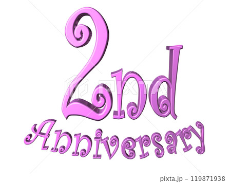 3DCG文字「2nd Anniversary/2周年」パープル,紫,ピンク 3DCG文字「2nd Anniversary/2周年」パープル,紫,ピンク 119871938