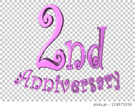 3DCG文字「2nd Anniversary/2周年」パープル,紫,ピンク 3DCG文字「2nd Anniversary/2周年」パープル,紫,ピンク 119871938