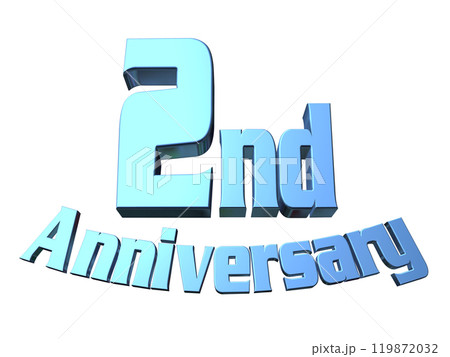 3DCG文字「2nd Anniversary/2周年」ブルー,青 119872032
