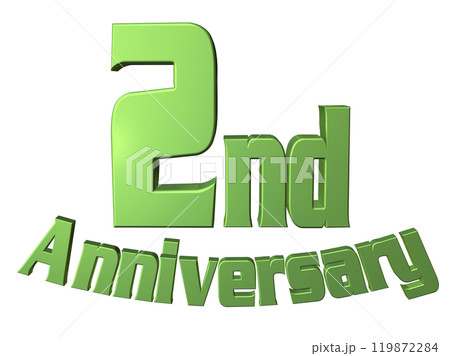 3DCG文字「2nd Anniversary/2周年」グリーン,緑 3DCG文字「2nd Anniversary/2周年」グリーン,緑 119872284