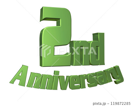 3DCG文字「2nd Anniversary/2周年」グリーン,緑 3DCG文字「2nd Anniversary/2周年」グリーン,緑 119872285