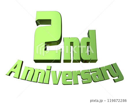 3DCG文字「2nd Anniversary/2周年」グリーン,緑 3DCG文字「2nd Anniversary/2周年」グリーン,緑 119872286