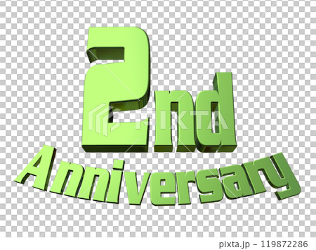 3DCG文字「2nd Anniversary/2周年」グリーン,緑 3DCG文字「2nd Anniversary/2周年」グリーン,緑 119872286