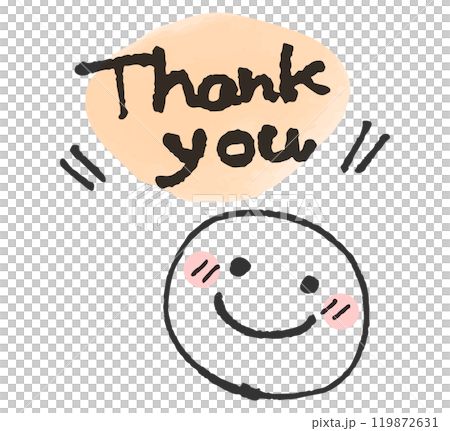 ご訪問ありがとうございますm(_ _)m Warm hand-drawn thankyou letters and smiling - Stock