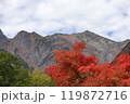 紅く染まる葉と山 119872716