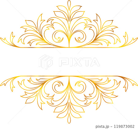 Floral frame in line art style with golden foil effect. Floral frame in line art style with golden foil effect. 119873002