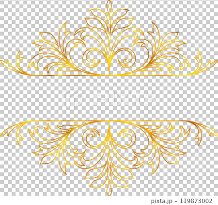 Floral frame in line art style with golden foil effect. 119873002