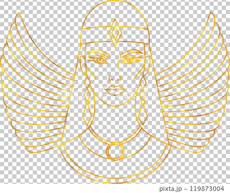Isis rhe goddess of ancient Egypt with golden foil effect. Isis rhe goddess of ancient Egypt with golden foil effect. 119873004