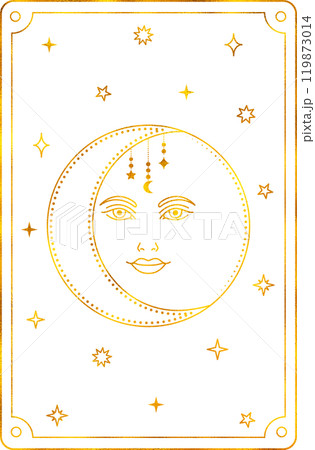 Tarot card moon. The major arcana of a deck of  tarot cards. 119873014
