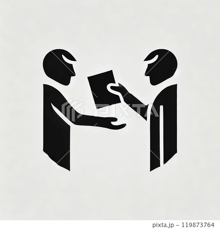 書類を手渡しする人のピクトグラム 書類を手渡しする人のピクトグラム 119873764