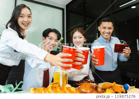 excited businessman feel happy, celebrating together at Merry Christmas and Happy New Year. excited businessman feel happy, celebrating together at Merry Christmas and Happy New Year. 119875276