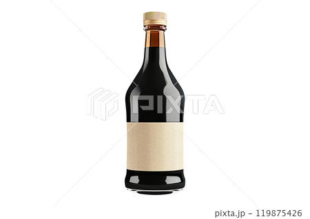 Bottle of dark soy sauce isolated on white transparent background. 119875426