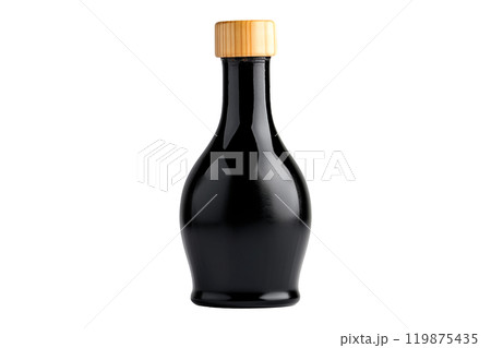 Bottle of dark soy sauce isolated on white transparent background. 119875435