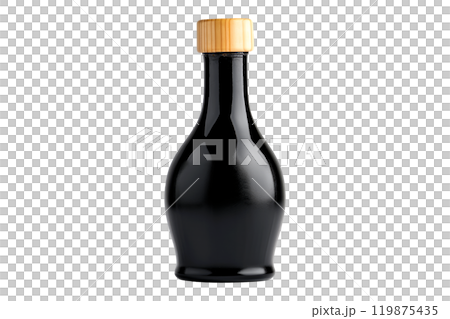 Bottle of dark soy sauce isolated on white transparent background. 119875435