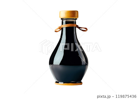 Bottle of dark soy sauce isolated on white transparent background. Bottle of dark soy sauce isolated on white transparent background. 119875436