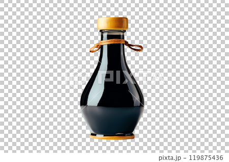 Bottle of dark soy sauce isolated on white transparent background. Bottle of dark soy sauce isolated on white transparent background. 119875436