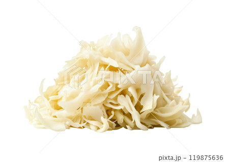 A pile of shredded cabbage or  sauerkraut isolated on a white transparent background. Concept of healthy eating and fresh vegetables 119875636