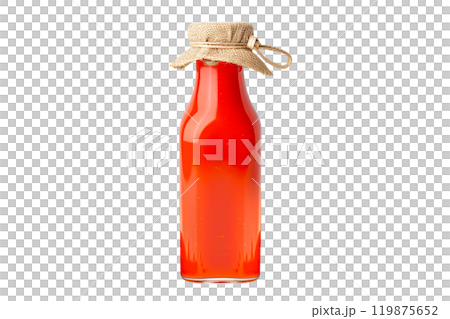 Bottle of red hot Tabasco sauce with chili peppers and leaves on a white background. Concept of spicy food and condiments Bottle of red hot Tabasco sauce with chili peppers and leaves on a white background. Concept of spicy food and condiments 119875652