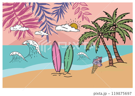 Summer sale, hand drawn illustration.	 119875697